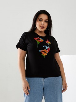 Жіноча футболка FACE колір чорний 433029