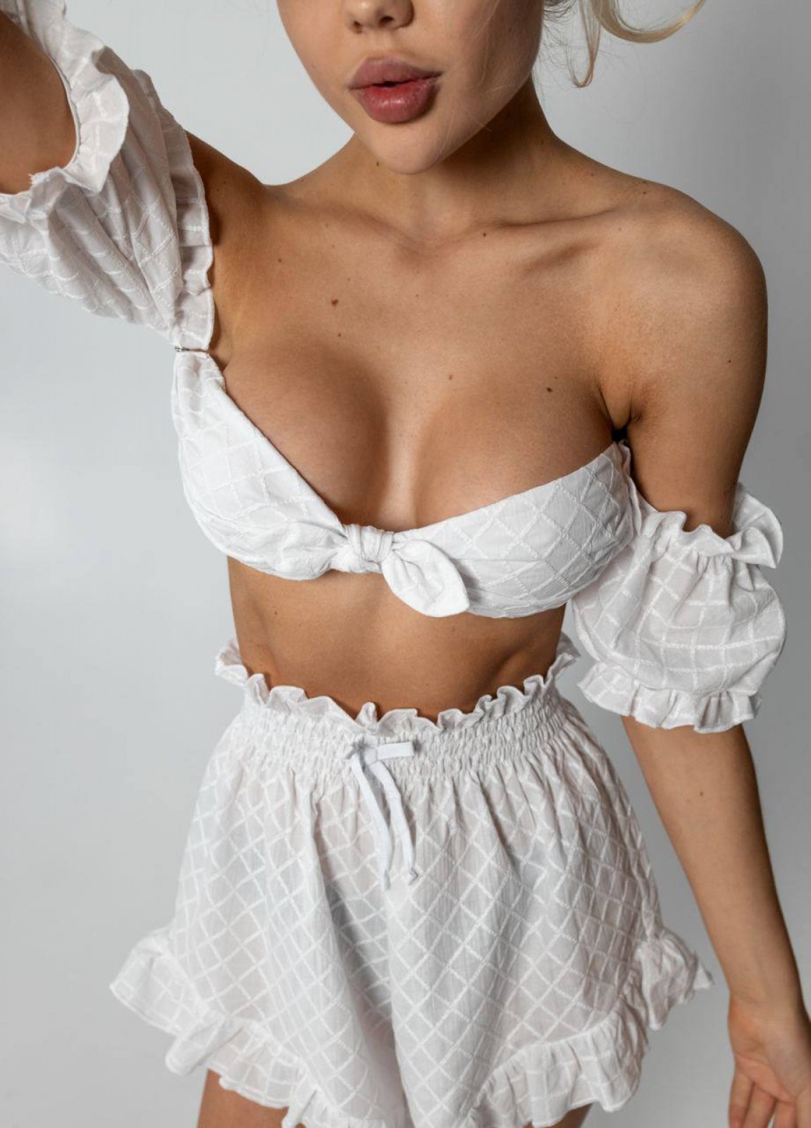 Жіноча піжама із шортами «Rebecca» колір білий р.S 455454