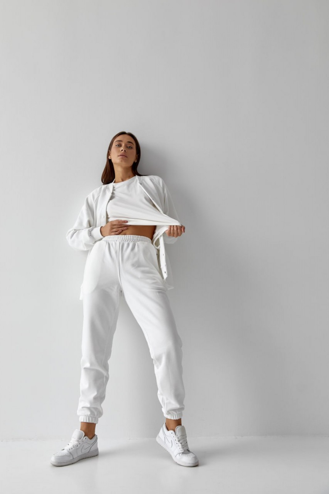 Жіночий костюм худі+джогери колір білий р.XS 441438