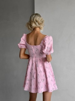 Жіноча сукня міні з мусліну колір рожевий р.42 459483