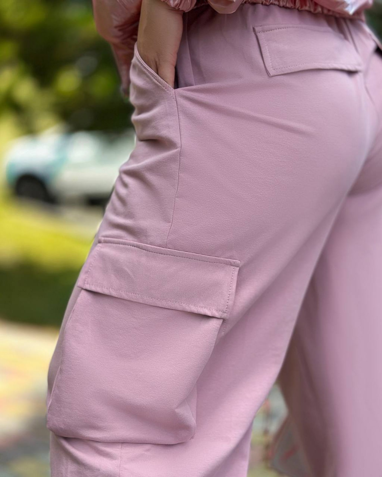 Жіночі штани карго колір рожевий пудра р.56/58 440295