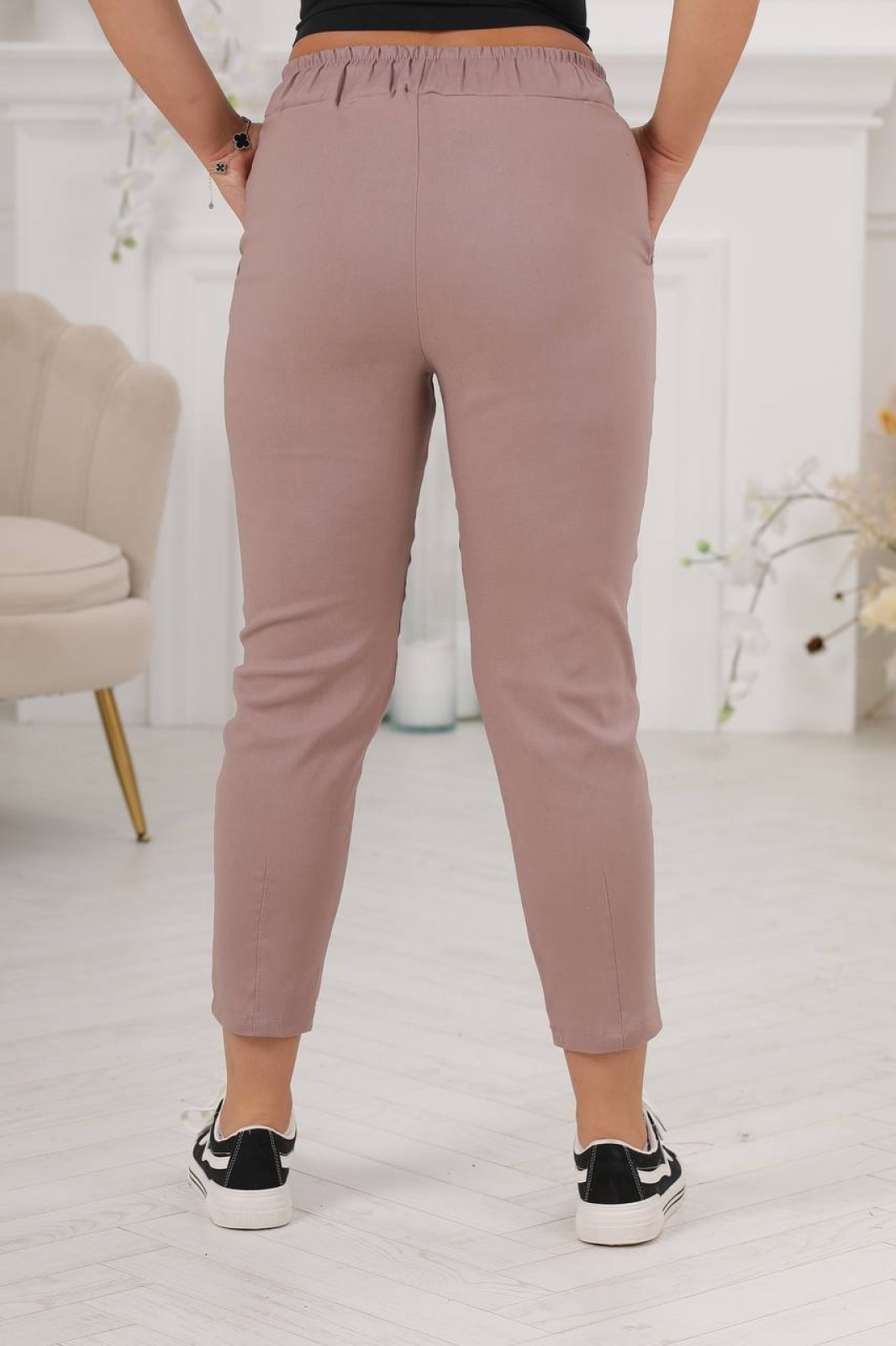 Жіночі штани-джегінси колір бежевий р.54/56 441988