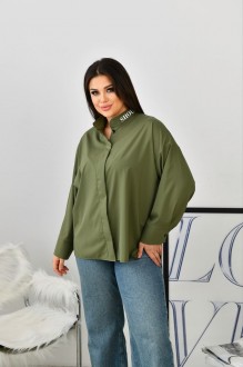 Жіноча блуза із софту колір хакі р.52/54 452877