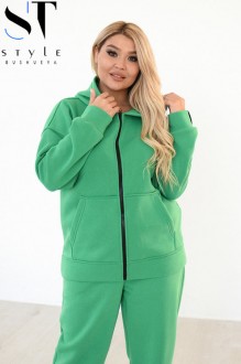Жіночий спортивний костюм із тринитки на флісі зеленого кольору р.56/58 379817