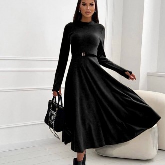 Трикотажне жіноче плаття колір чорний р.54/56 448716