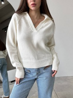 Жіночий светр-поло колір молочний р.42/46 450413