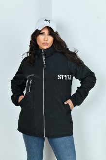 Жіноча куртка з плащової тканини колір чорний р.48/50 442987