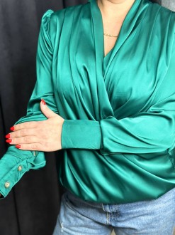 Жіноча сорочка із шовку армані колір зелений р.44/46 447692