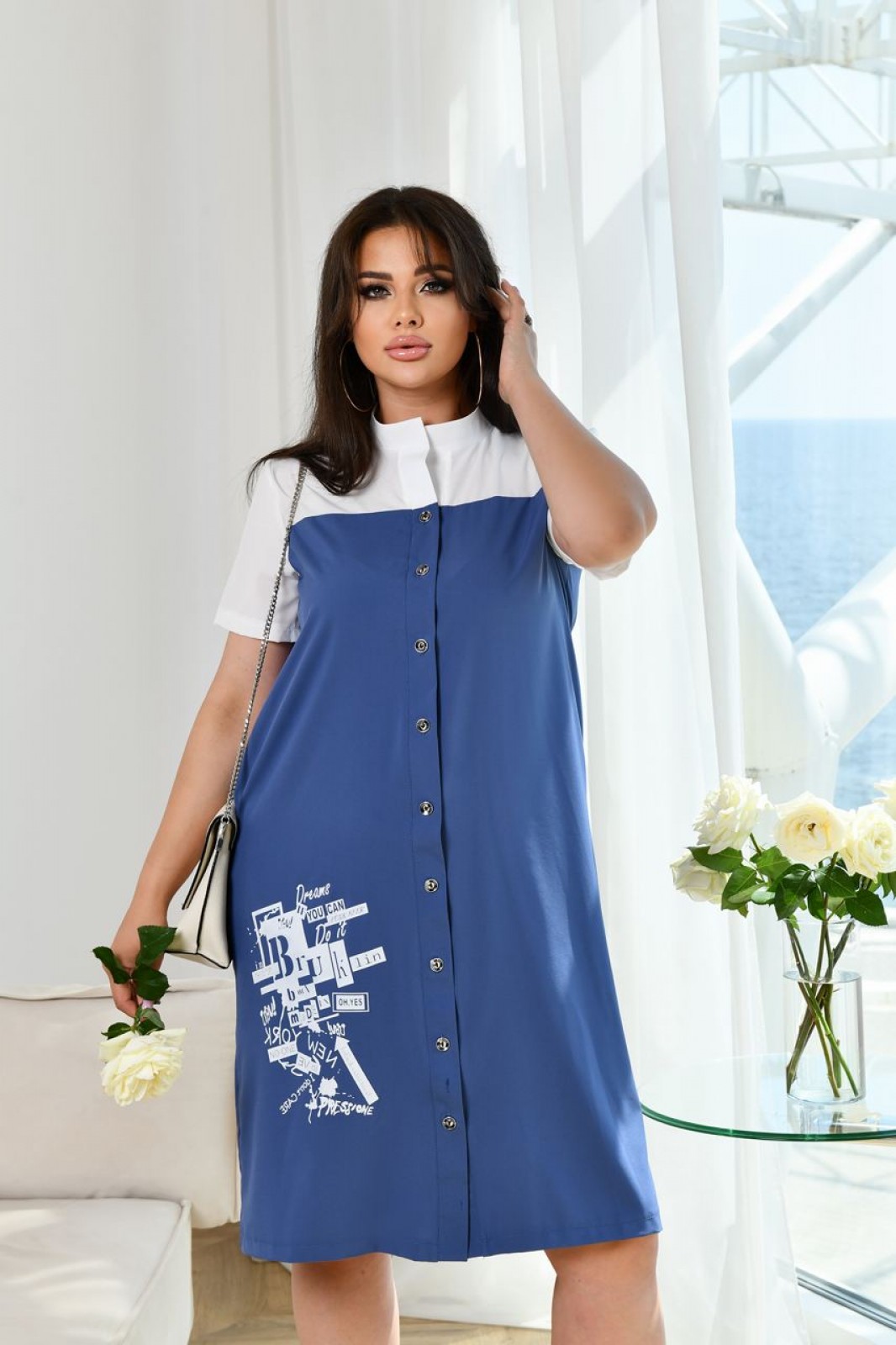Жіноча спортивна сукня із софту колір джинс р.52/54 455668