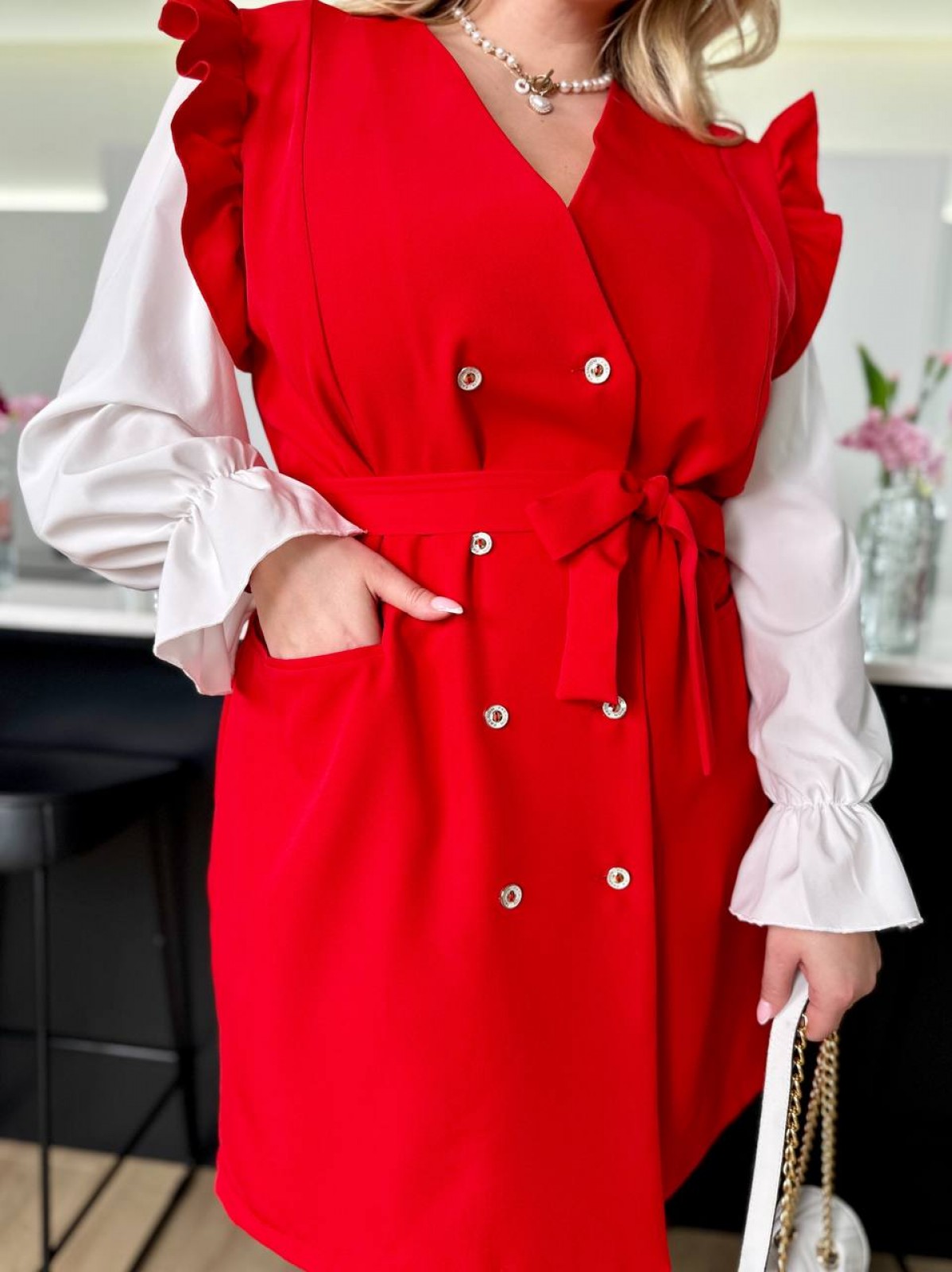 Жіноча сукня-піджак колір червоний р.56/58 454200