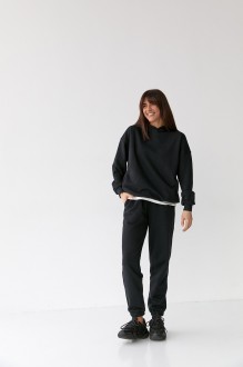 Жіночий костюм худі+джогери колір чорний р.XL 454329