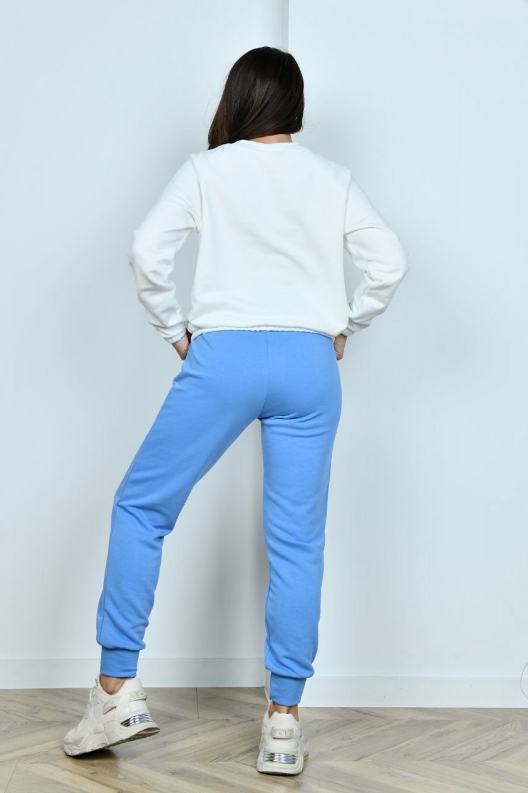 Жіночий спортивний костюм двійка колір білий/блакитний р.46/48 442111