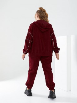 Жіночий прогулянковий костюм з вельвету колір бордо р.56/58 440528