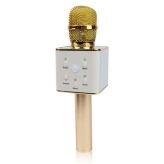 Микрофон караоке Tuxun беспроводной bluetooth золотой Q7 MS SKL11-130336