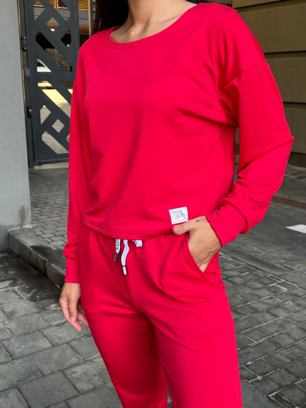 Жіночий спортивний костюм-двійка колір червоний р.46/48 452905
