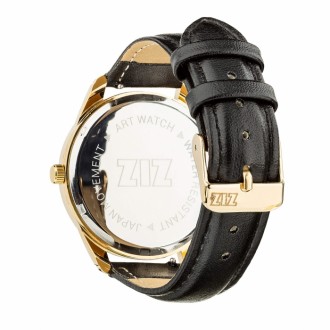 Годинник ZIZ Мінімалізм, ремінець насичено-чорний, золото і додатковий ремінець 142866