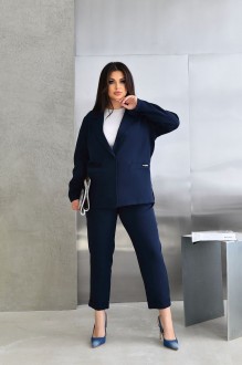 Жіночий костюм брюки та піджак колір синій р.52/54 452851