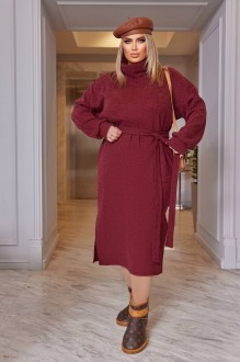 Жіноча ангорова сукня в рубчик колір бордо р.54/56 447603