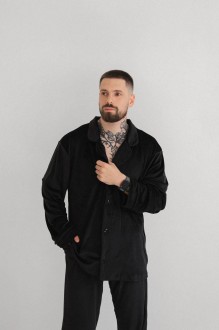 Чоловіча піжама з велюру колір чорний р.XL 449794