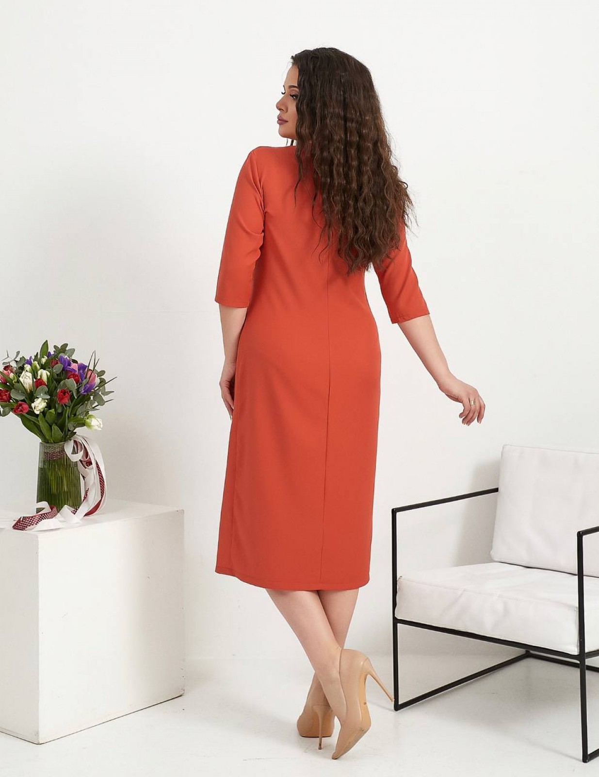 Жіноча сукня колір помаранчевий р.56/58 448780