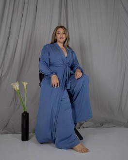 Жіночий піжамний костюм трійка колір джинсовий р.L/XL 448617